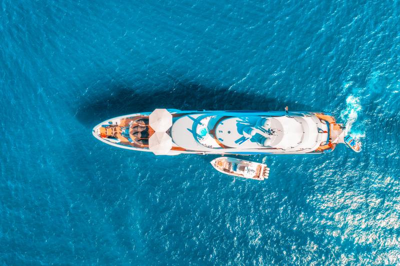 Luxury superyacht at sea off the Maltese coast
